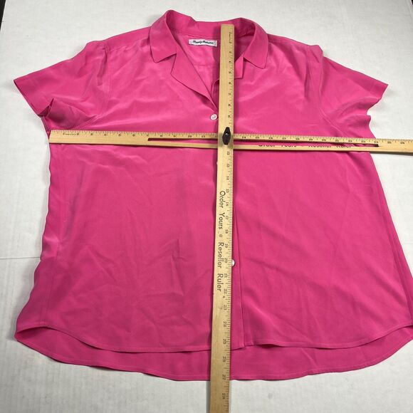 Tommy Bahama Womens Silk Button Down Shirt Hot Pink Short Sleeve Blouse XL/1X - Picture 5 of 11